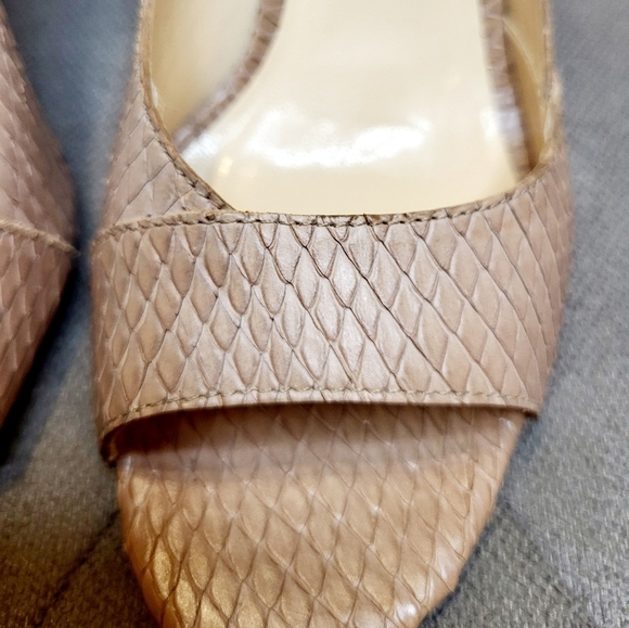 Talbots Leather Faux Snakeskin Embossed Ombre Peep Toe Block Heel Size 7B - Picture 12 of 15
